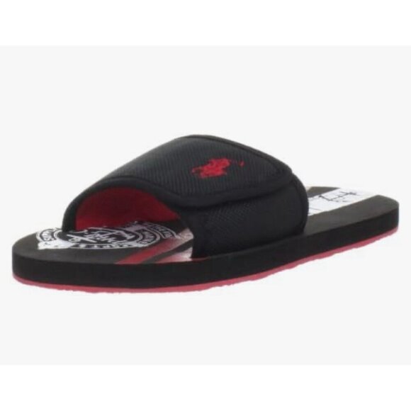 Polo Ralph Lauren Adjustable Catamaran Slide Size 7 Junior Black Sandal - Picture 1 of 13